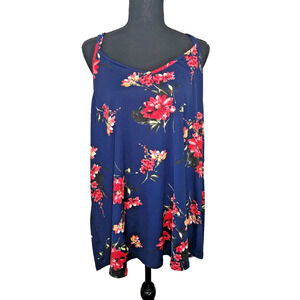 Papermoon Basima Strappy Back‎ Navy Pink Floral Tank Top Women's Size 3X - NWT